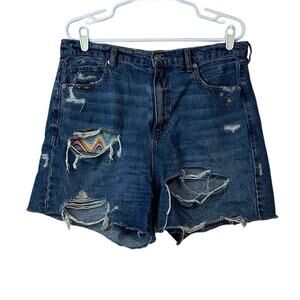 American Eagle Pride Highest Rise Baggy Shorts Size 14 Rainbow Distressed